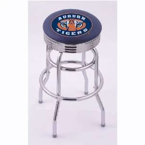 Auburn Tigers 25 Double Ring Swivel Bar Stool with 2.5 Ribbed Chrome 
