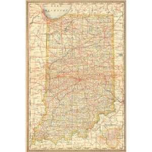    McNally 1883 Antique Railroad Map of Indiana