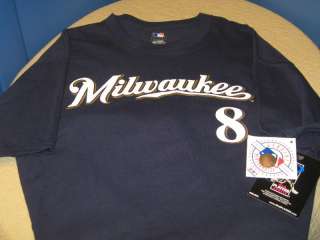 RYAN BRAUN Milwaukee Brewers #8 MLB Baseball JERSEY T Shirt New! NWT 