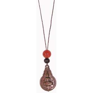  Buddhist Necklace & Fire Agate Mala Bead Amulet: Jewelry