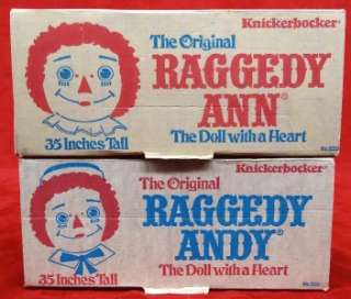   & ANDY 35 TALL Dolls w/ Boxes Knickerbocker Toy Co. Vintage  