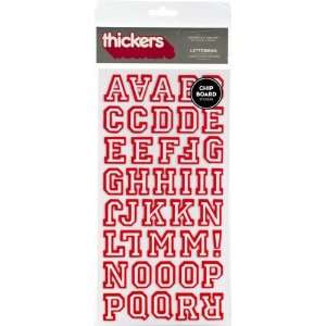   Thickers Flocked Chipboard Letter Stickers, Letterman Pomegranate
