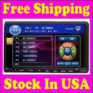 New 7LCD Touch Screen Double Din Indash Car DVD Player Radio USB SD 