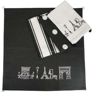  Set of 4 Black and White Napkins Paris Souvenirs