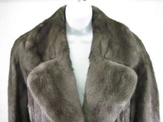 THEOS COLLECTION Blue Iris Mink Fur Long Coat Jacket L  