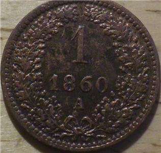 1860 Austria 1 Kreuzer   Very Nice LOOK  