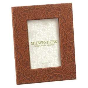  Embossed Tooled Leather 3x5 Picture Frame: Home & Kitchen