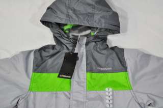 NEW London Fog Boys Hooded Lightweight Coat Jacket Gray Lime Green 