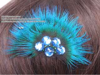 VILY Feather Hair Clip Barrette Fascinator Peacock Cui  