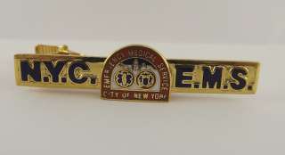 New Mens Gold Tone Tie Bar Tie Clasp New York City Emergency Medical 