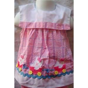   , Pink and White Plaid, 2 Piece, Teddy Bears in Craddle, Summer Dress