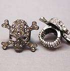 Ladies Bling Ring ★ Black Jeweled Skull ★ Rhinestone FLEX BAND