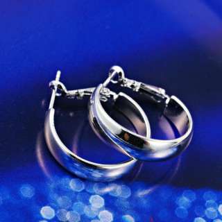 Perfect Finish 9K White Gold Filled Womens Smooth Hoop Earrings  
