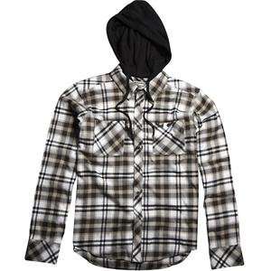   Bylls Long Sleeve Hooded Flannel Shirt   Small/White: Automotive