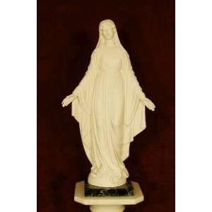  Our Lady of Grace 24 Alabaster Statue on Wood Base (2213 