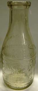 Glass Quart Size Sangamon Diary Milk Bottle  