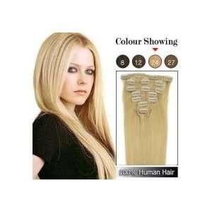  18 Clip in Remy Human Hair Extensions 70g 7pcs #24 Blonde 