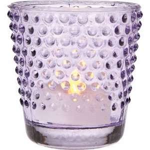  Purple Vintage Glass Candle Holder (hobnail design)