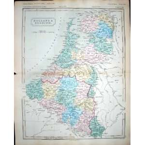  1860 Map Holland Belgium Amsterdam Antwerp Luxemburg