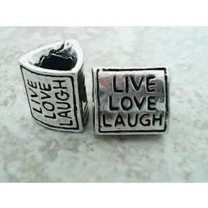 Beautiful Antique Silver Live Love Laugh Triangle ShapeSpacer Bead 