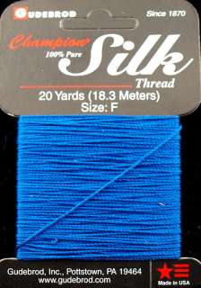 Gudebrod Royal Blue Silk thread size F 20yrd strand C67  