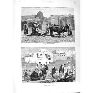  1882 EGYPT NATIVE CHAFF CUTTING MACHINE MARKET CAIRO