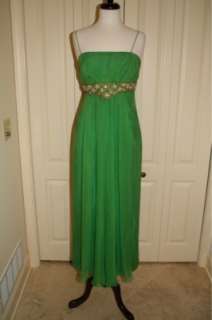 Vintage 70s Hixons Green Beaded Dress & shawl cape  