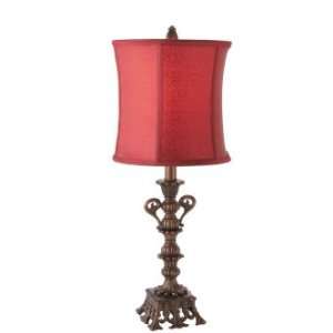   HANDLE CANDLESTICK STYLE W/FILIGREE SQBASE RD DRUM SHADE 3 WAY SWITCH