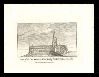 Cathedral Church of Norwich in Norfolk   1779 engraving  