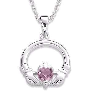  Sterling Silver June Birthstone Claddagh Pendant Jewelry