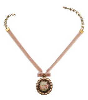Velvet Choker Michal Negrin Roses Cameo Locket made with Crystals 