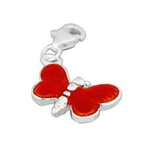   Heart Clasp Charm Red Butterfly , will Fit Thomas sabo Charm Bracelets