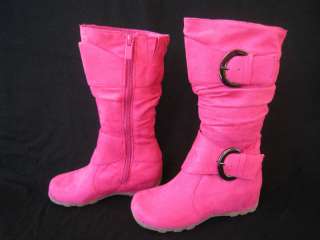 Girls FUCHSIA Suede Boots Youth Size 9 4  