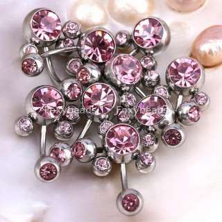 PINK 16G Body Piercing Navel Belly Button Rings Lot 10P  