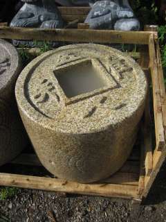 Japanese garden granite millstone roller coin basin lantern zen water 