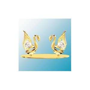  24K Gold Plated Loving Swans Free Standing   Clear 