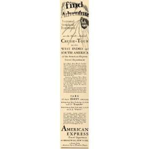  1927 Ad American Express Cruises Tour West Indies Fares 