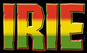 IRIE rasta colors on black STICKER  reggae bob marley  
