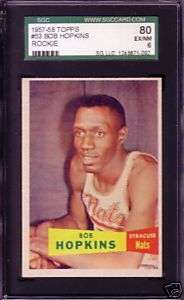 1957 58 Topps Basketball #53 SP Bob Hopkins SGC 80 6  