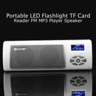 LED Flashlight TF Card Reader FM  Player Speaker New  