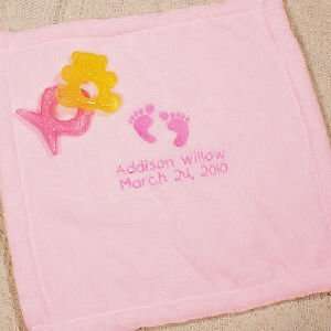  Embroidered Pink Baby Security Blankie: Baby