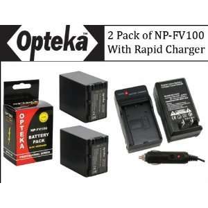  2 Pack of Sony NP FV100 5 Hour Replacement Battery + Rapid 