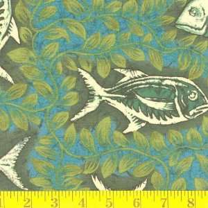   Print Block Print Fish Jade Fabric By The Yard Arts, Crafts & Sewing