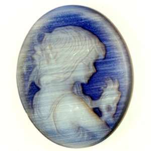  25x18mm Woman and Bird Blue Cateye Cameo   Pack Of 1 Arts 