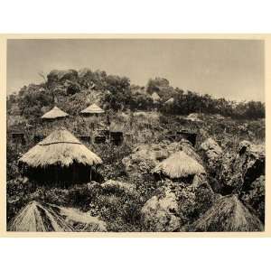  1930 Thatched Huts House Village Katanga Province Congo 