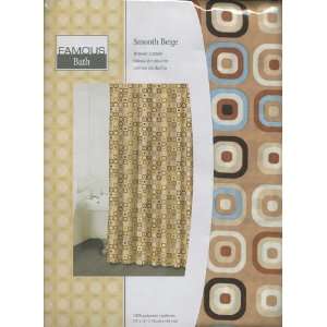   Bath Smooth Beige Fabric Shower Curtain Mod Squares: Home & Kitchen
