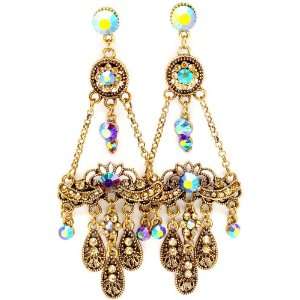  Vintage Style Chandelier Earrings with Blued Rhinestones Jewelry
