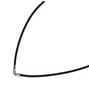  14k White Gold Rubber Cord Necklace   Measures 2mm   16 