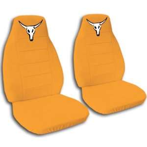 2 Orange Cow skull seat covers for a 1999 2001 Ford F 