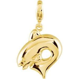  14K Yellow Gold Dolphin Charm Jewelry